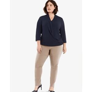 MM Lafleur The Foster Cigarette Pant Size 1X (+1) Power Stretch Taupe Minimalist